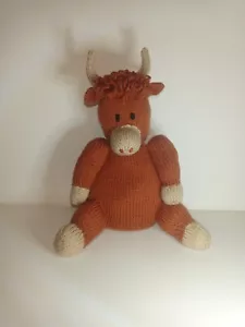 Handmade Knitted Highland Bull. Crafts. Cuddly Toy. Soft. Cute. Teddy. Farm. Cow - Picture 1 of 7