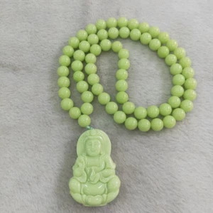 2 pcs   10mm "Glow In The Dark" Luminous Stone Rounds Beads Neck Guanyin Pendant - Picture 1 of 6