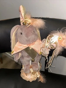 Vintage 1980s Jester Bunny Rabbit Pink Gold With Mask 17" - Picture 1 of 12