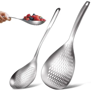 2 Pieces Skimmer Slotted Spoon Spider Strainer Stainless Steel Skimmer Ladle ... - Picture 1 of 7