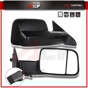 For 2009-2015 Dodge Ram 1500 Truck Pickup Black Power Heated Towing Mirrors Pair - Picture 1 of 10