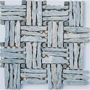 Intrend Tile Basket Wave Natural Stone Landscape Light Blue Gray Mixed - Picture 1 of 1