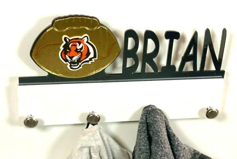 Personalize Coat Hanger Cincinnati Bengals Bag Hat Rack Towel Hook Wall Organize Cover