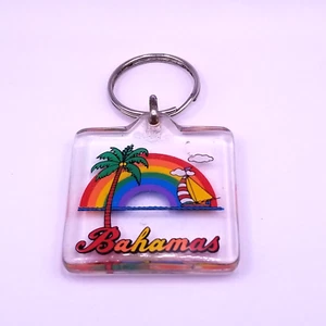 Llavero arco iris Bahamas velero palmera plástico 1980 vintage - Imagen 1 de 5
