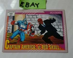 Tarjeta coleccionable Capitán América vs Calavera Roja Arco Enemigos 1991 Marvel 115 Impel - Imagen 1 de 10