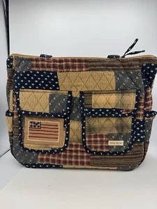 Bella Taylor Victorian heart patchwork purse Tote Patriotic Flag Zipper - Picture 1 of 10