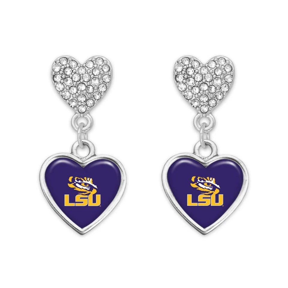 LSU Tigers Amara Silver Purple Crystal Dangle Earrings Jewelry Gift - Image 1 of 1