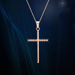 100 % 925 Sterlingsilber kleines Kreuz Anhänger Halskette Charm Roségold Finish - Bild 1 von 6