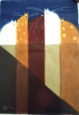 Serigrafía Govinder Nazran Centinelas sobre lienzo nunca enmarcada número 7 de 50 con certificado de autenticidad Foto 1 de 4