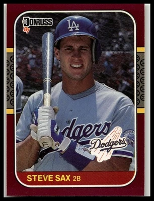 Steve Sax 1987 Donruss Opening Day Baseball Los Angeles Dodgers - Image 1 of 2