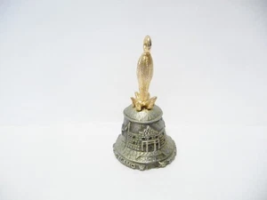 THIMBLE VINTAGE PEWTER BELL "THE ALAMO" IN HI-RELIEG W/GOLD-PLATYED HANDLE - Picture 1 of 6