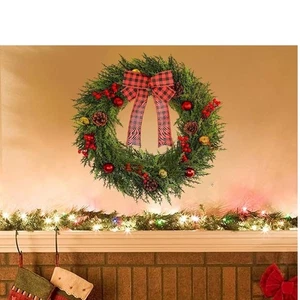 Neuer Weihnachtskranz, künstlicher großer Kranz mit Tannenzapfen rote Beere - Bild 1 von 11