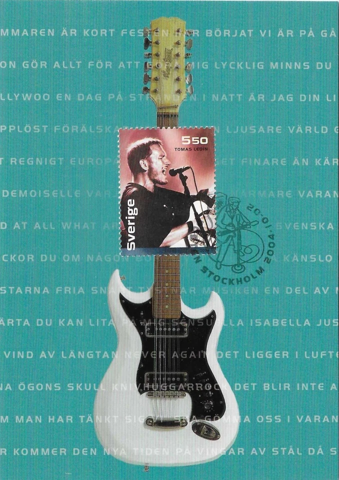 Tomas Ledin Rock Pop Legend Singer Guitar Sweden Mint FDC Maxi Card 2004 - Image 1 of 1
