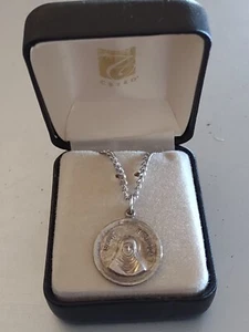 Vintage Creed Sterling St. Saint Rebecca Medal Pendant w/ 18" Silver Tone Chain - Picture 1 of 4