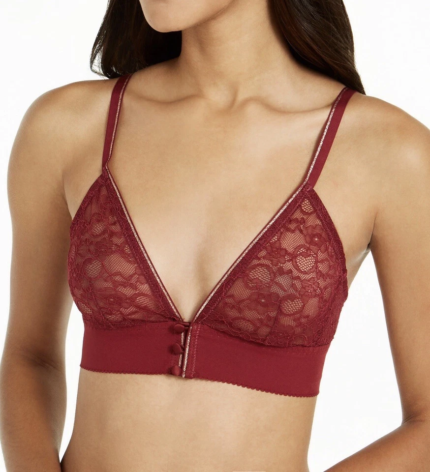 Inc International Concepts Metallic Trim Lace Bralette Bra Large Cherry Pie
