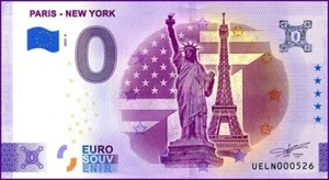 UELN / PARIS - NEW YORK / BILLET SOUVENIR 0 € / NULL EURO-SCHEIN / 0 € 2023-6 - Picture 1 of 1