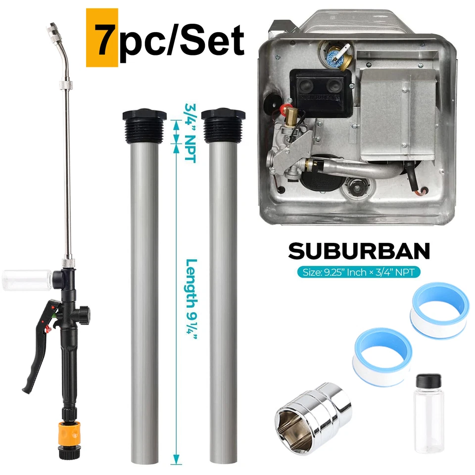 RV Water Heater Magnesium Anode Rod Flush Wand Rinser 9.25" For Suburban 232767