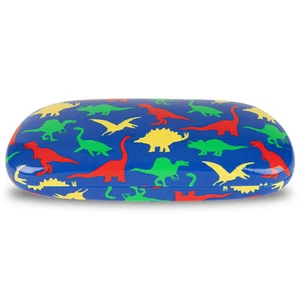 LAGO TERRA Dinosaur Print Hard Shell Glasses Case Kids Boys Girls Blue Red Green - Picture 1 of 7
