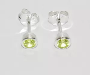 Sterling Silver 925 Peridot Stud Earrings - August Birthstone - Picture 1 of 6