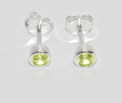 Sterling Silver 925 Peridot Stud Earrings - August Birthstone - Image 1 of 4