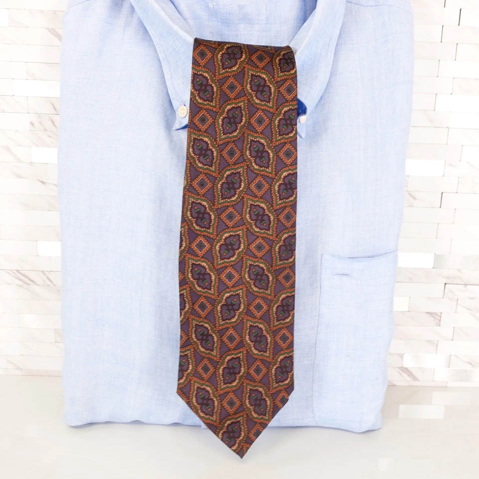 Галстук мужской синий пейсли фуляр шелк арабеска классический ретро США ботаника 500 - Изображение 1 из 4