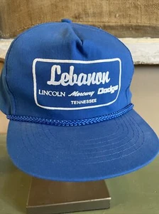 Gorra de camionero vintage Lebanon TN Lincoln Mercury Dodge cuerda espalda a presión azul - Imagen 1 de 6