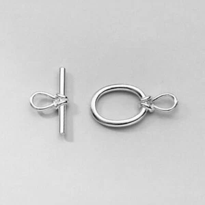 925 Sterling Silver Simplicity Plain 10mm Oval Rope Toggle Bead Clasp A2343 - Imagen 1 de 5