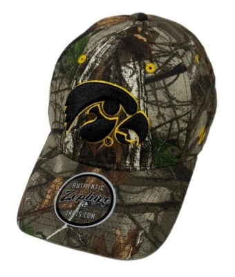 Zephyr NCAA Iowa Hawkeyes “Stix" Curved Bill ADJ Camo SnapBack Hat BRAND NWT - Image 1 of 4