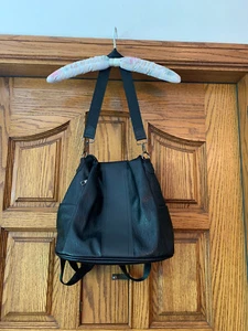 Black Faux Leather Backpack Purse - Picture 1 of 7