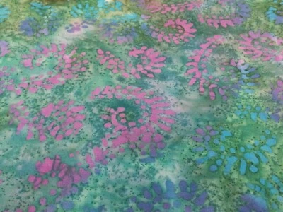 Batik Blues Purples Greens Lavender 2 yds 32"x 44" Fabric Cotton - Image 1 of 2