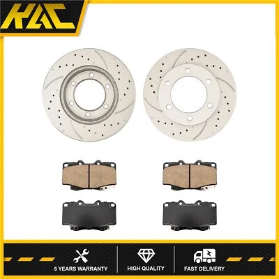 Rotores de freno de disco perforados delanteros y pastillas de cerámica para Toyota Tacoma 1999 2000-2004 Foto 1 de 4