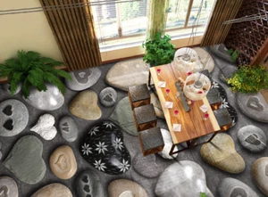 3D Heart Shaped Stone 7 Floor WallPaper Murals Wall Print Decal AJ WALL CA Lemon - Picture 1 of 6