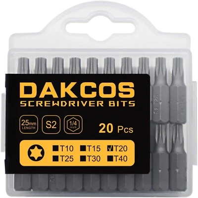 Torx Bit T20 Set aus S2 Stahl 25mm Länge 20 Stück professionelles Werkzeug - Bild 1 von 2