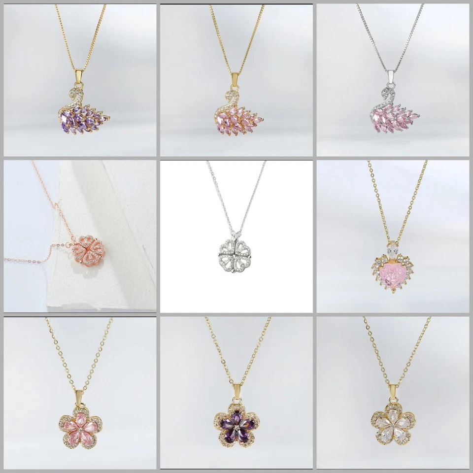 Halskette ANHÄNGER 18K Vergoldet, 925versilbert Edelstahl Zirkonia Damen Schmuck - Bild 1 von 1