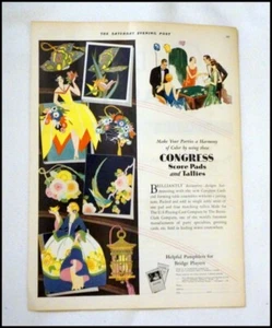 Vintage Art Deco Era Print Advertising Congress Bridge Sets 1929 #A3060 - Imagen 1 de 2