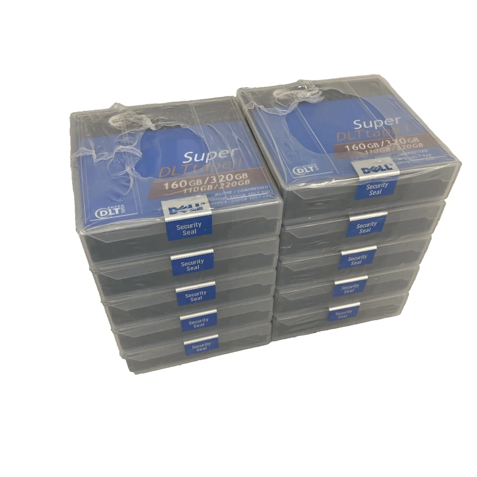LOTE DE 10 cintas originales Dell Super DLT 160/320 GB SDLT 220 320 9W085 TOTALMENTE NUEVAS Foto 1 de 4