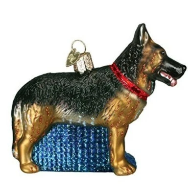 Old World Christmas Glass Blown Ornament, German Shepherd (With OWC Gift Box)