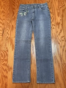 TOTAL GIRL, Size 14, Blue Jeans w/Embroidery & Iridescent Bling Accents. EUC. - Picture 1 of 14