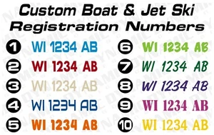 Lot de 2 autocollants lettrage vinyle jet ski numéros d'immatriculation bateau personnalisés - Photo 1/3