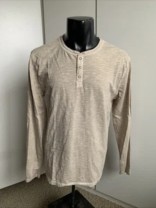 Lucky Brand men’s size medium beige long sleeve Henley T-shirt  - Picture 1 of 5