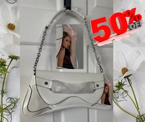 Paris Hilton Women’s Rider Large Shoulder Baguette Bag - White NEW - Picture 1 of 16