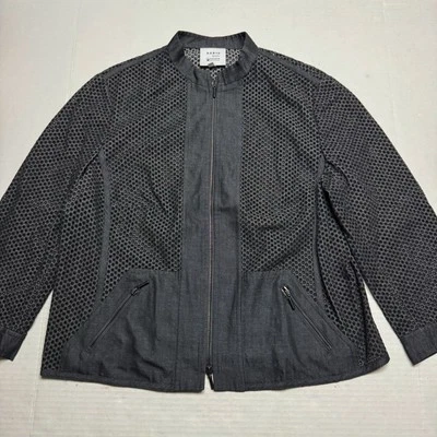 Chaqueta Bomber Akris Punto For Saks Fifth Mezcla Lana Ojales Gris, Negra Talla: 14 Foto 1 de 4