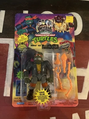 Tarjeta sin perforar 1993 TMNT Mike como Frankenstein Universal Monsters Playmate Toys Foto 1 de 4