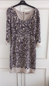 Jigsaw Black Beige Lace Pattern Dress 90% Silk Size 10 UK - Picture 1 of 16