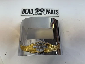 Harley chrome gold Bar & Shield tail light tail lamp lens trim visor - Foto 1 di 5