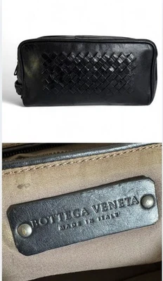 Auténtica bolsa Bottega Veneta Intrecciato segunda bolsa negra bolso sin asas cuero Italia Foto 1 de 4