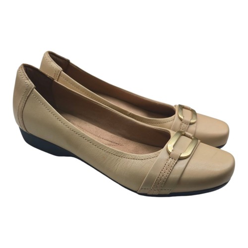 Clarks Collection Scarpe Donna 8 5 Ballerine Beige Pelle Comfort Carriera Preppy