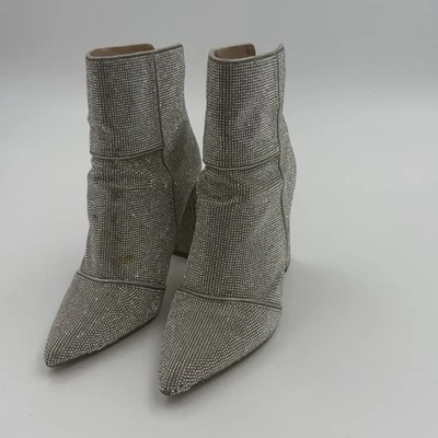 Steve Madden TARRA Botines Estrás Plateados Talla 10M Tacón Bloque Foto 1 de 4
