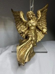 Vintage Gold Gilt Hanging Angel ~ 10" Tall ~ Composite Resin ~ Nativity - Picture 1 of 8