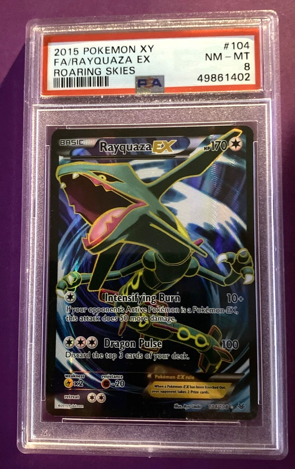 2015 POKEMON XY ROARING SKIES #104 FULL ART/RAYQUAZA EX PSA 8 - Image 1 of 2